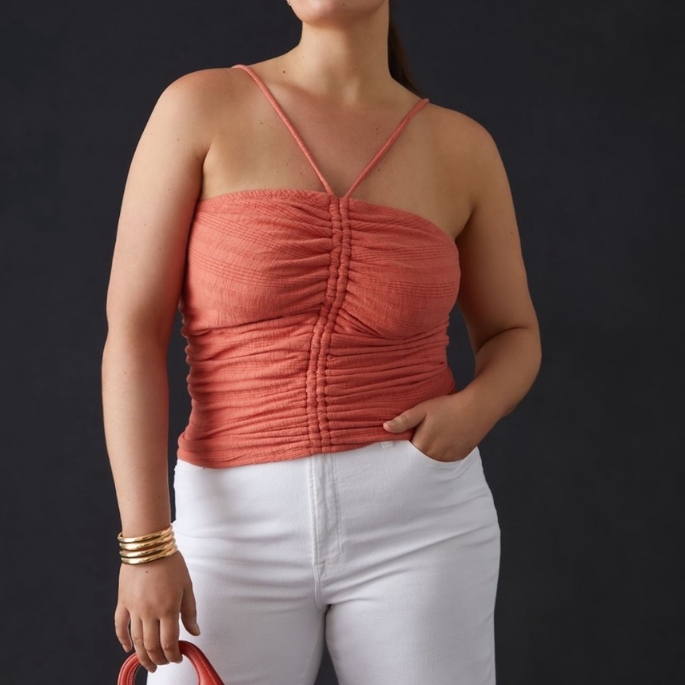 Pilcro Ruched Ribbed Halter - Picture 2 of 6